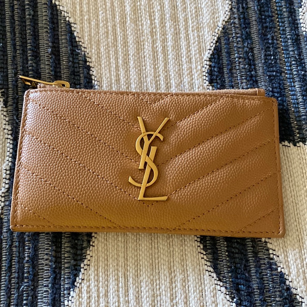 Saint Laurent Logo Matelassé Leather Cardholder